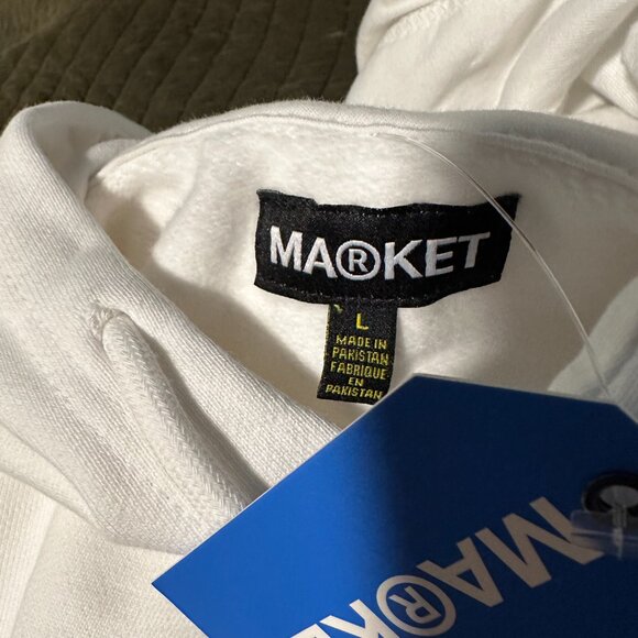 Market Studios White Purple Hoodie Sweatshirt, NWT, Size Large Men - Picture 6 of 7